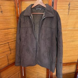 Bomber Jacket - Faux Suede, Fleece Lined